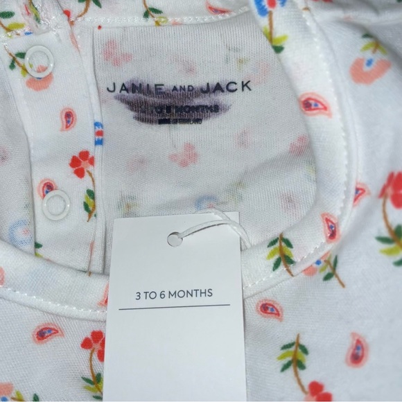 NWT Janie and Jack floral onesie size 3-6 month 100% cotton long sleeve kid baby - Picture 10 of 10